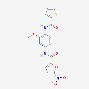 molecular formula C17H13N3O6S B350888 N-[3-methoxy-4-(thiophene-2-carbonylamino)phenyl]-5-nitrofuran-2-carboxamide CAS No. 878706-87-7