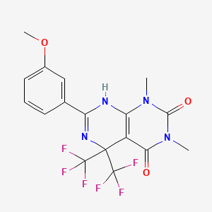 molecular formula C17H14F6N4O3 B3508885 7-(3-methoxyphenyl)-1,3-dimethyl-5,5-bis(trifluoromethyl)-5,8-dihydropyrimido[4,5-d]pyrimidine-2,4(1H,3H)-dione 