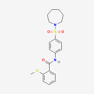 molecular formula C20H24N2O3S2 B3508890 N-[4-(1-azepanylsulfonyl)phenyl]-2-(methylthio)benzamide 