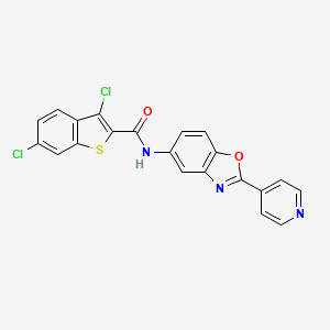 molecular formula C21H11Cl2N3O2S B3508913 3,6-dichloro-N-[2-(4-pyridinyl)-1,3-benzoxazol-5-yl]-1-benzothiophene-2-carboxamide 
