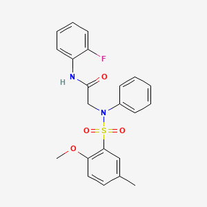 molecular formula C22H21FN2O4S B3508927 N~1~-(2-fluorophenyl)-N~2~-[(2-methoxy-5-methylphenyl)sulfonyl]-N~2~-phenylglycinamide 