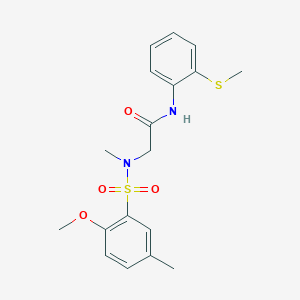 molecular formula C18H22N2O4S2 B3508960 N~2~-[(2-methoxy-5-methylphenyl)sulfonyl]-N~2~-methyl-N~1~-[2-(methylthio)phenyl]glycinamide 