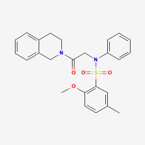 molecular formula C25H26N2O4S B3508972 N-[2-(3,4-dihydro-2(1H)-isoquinolinyl)-2-oxoethyl]-2-methoxy-5-methyl-N-phenylbenzenesulfonamide 