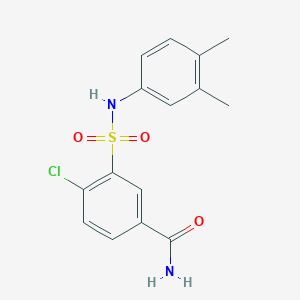 molecular formula C15H15ClN2O3S B3508978 4-chloro-3-{[(3,4-dimethylphenyl)amino]sulfonyl}benzamide 