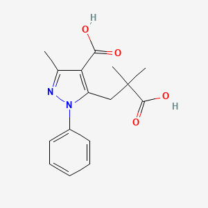 molecular formula C16H18N2O4 B3508990 5-(2-carboxy-2-methylpropyl)-3-methyl-1-phenyl-1H-pyrazole-4-carboxylic acid 