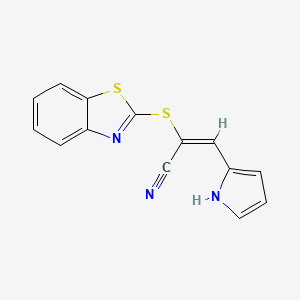 molecular formula C14H9N3S2 B3508996 2-(1,3-benzothiazol-2-ylthio)-3-(1H-pyrrol-2-yl)acrylonitrile 