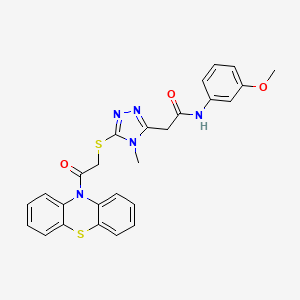 molecular formula C26H23N5O3S2 B3509070 N-(3-methoxyphenyl)-2-(4-methyl-5-{[2-oxo-2-(10H-phenothiazin-10-yl)ethyl]sulfanyl}-4H-1,2,4-triazol-3-yl)acetamide 