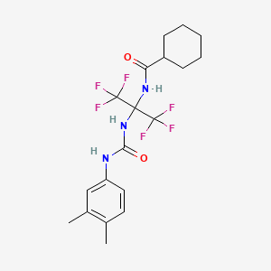 N-(2-{[(3,4-DIMETHYLPHENYL)CARBAMOYL]AMINO}-1,1,1,3,3,3-HEXAFLUORO-2-PROPANYL)CYCLOHEXANECARBOXAMIDE