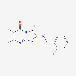 molecular formula C14H14FN5O B3509121 2-[(2-fluorobenzyl)amino]-5,6-dimethyl[1,2,4]triazolo[1,5-a]pyrimidin-7(4H)-one 