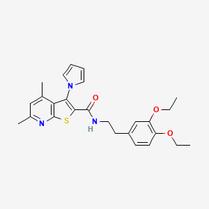 molecular formula C26H29N3O3S B3509168 N-[2-(3,4-diethoxyphenyl)ethyl]-4,6-dimethyl-3-(1H-pyrrol-1-yl)thieno[2,3-b]pyridine-2-carboxamide 