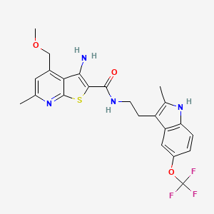 molecular formula C23H23F3N4O3S B3509169 3-amino-4-(methoxymethyl)-6-methyl-N-{2-[2-methyl-5-(trifluoromethoxy)-1H-indol-3-yl]ethyl}thieno[2,3-b]pyridine-2-carboxamide 