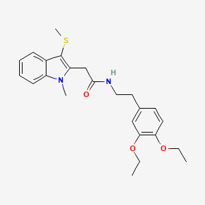 molecular formula C24H30N2O3S B3509189 N-[2-(3,4-diethoxyphenyl)ethyl]-2-[1-methyl-3-(methylsulfanyl)-1H-indol-2-yl]acetamide 