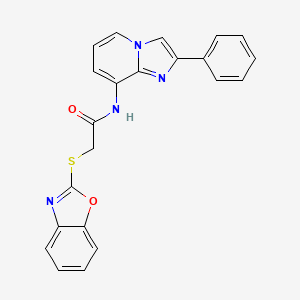 molecular formula C22H16N4O2S B3509212 2-(13-BENZOXAZOL-2-YLSULFANYL)-N-{2-PHENYLIMIDAZO[12-A]PYRIDIN-8-YL}ACETAMIDE 