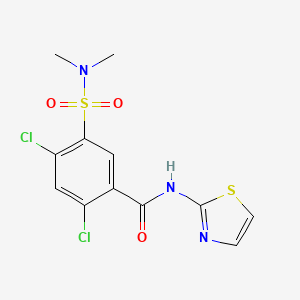 molecular formula C12H11Cl2N3O3S2 B3509226 2,4-dichloro-5-(dimethylsulfamoyl)-N-(1,3-thiazol-2-yl)benzamide 