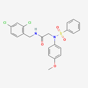 molecular formula C22H20Cl2N2O4S B3509245 2-[N-(benzenesulfonyl)-4-methoxyanilino]-N-[(2,4-dichlorophenyl)methyl]acetamide 