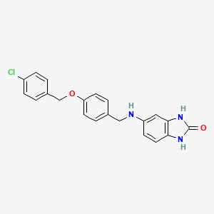 5-[({4-[(4-CHLOROPHENYL)METHOXY]PHENYL}METHYL)AMINO]-2,3-DIHYDRO-1H-1,3-BENZODIAZOL-2-ONE