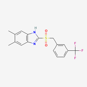 molecular formula C17H15F3N2O2S B3509292 5,6-DIMETHYL-1H-1,3-BENZIMIDAZOL-2-YL [3-(TRIFLUOROMETHYL)BENZYL] SULFONE 