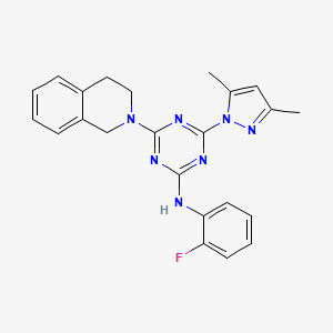 molecular formula C23H22FN7 B3509312 4-(3,5-DIMETHYL-1H-PYRAZOL-1-YL)-N-(2-FLUOROPHENYL)-6-(1,2,3,4-TETRAHYDROISOQUINOLIN-2-YL)-1,3,5-TRIAZIN-2-AMINE 