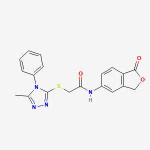 molecular formula C19H16N4O3S B3509362 2-[(5-methyl-4-phenyl-4H-1,2,4-triazol-3-yl)sulfanyl]-N-(1-oxo-1,3-dihydro-2-benzofuran-5-yl)acetamide 