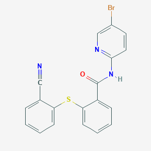 molecular formula C19H12BrN3OS B3509364 N-(5-bromopyridin-2-yl)-2-[(2-cyanophenyl)sulfanyl]benzamide 