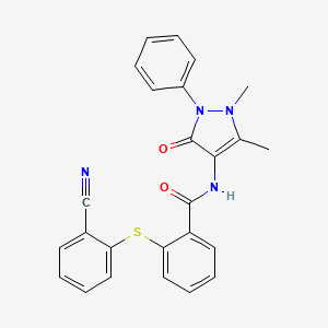 molecular formula C25H20N4O2S B3509372 2-[(2-cyanophenyl)sulfanyl]-N-(1,5-dimethyl-3-oxo-2-phenyl-2,3-dihydro-1H-pyrazol-4-yl)benzamide 