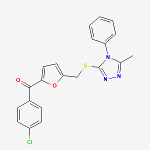 molecular formula C21H16ClN3O2S B3509375 3-({[5-(4-CHLOROBENZOYL)FURAN-2-YL]METHYL}SULFANYL)-5-METHYL-4-PHENYL-4H-1,2,4-TRIAZOLE 