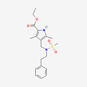 molecular formula C19H26N2O4S B3509401 ETHYL 3,5-DIMETHYL-4-{[N-(2-PHENYLETHYL)METHANESULFONAMIDO]METHYL}-1H-PYRROLE-2-CARBOXYLATE 