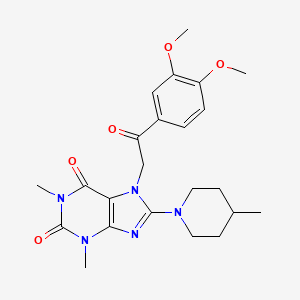 7-[2-(3,4-DIMETHOXYPHENYL)-2-OXOETHYL]-1,3-DIMETHYL-8-(4-METHYLPIPERIDIN-1-YL)-2,3,6,7-TETRAHYDRO-1H-PURINE-2,6-DIONE