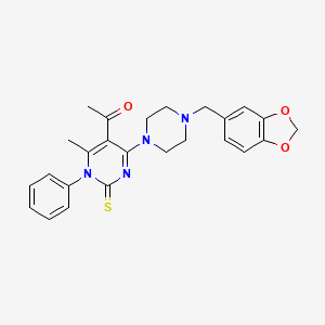 1-{4-[4-(1,3-benzodioxol-5-ylmethyl)-1-piperazinyl]-6-methyl-1-phenyl-2-thioxo-1,2-dihydro-5-pyrimidinyl}ethanone