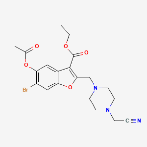 ethyl 5-(acetyloxy)-6-bromo-2-{[4-(cyanomethyl)piperazin-1-yl]methyl}-1-benzofuran-3-carboxylate