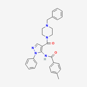 molecular formula C29H29N5O2 B3509551 N-[4-(4-BENZYLPIPERAZINE-1-CARBONYL)-1-PHENYL-1H-PYRAZOL-5-YL]-4-METHYLBENZAMIDE 