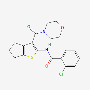 molecular formula C19H19ClN2O3S B3509615 2-chloro-N-[3-(4-morpholinylcarbonyl)-5,6-dihydro-4H-cyclopenta[b]thien-2-yl]benzamide 