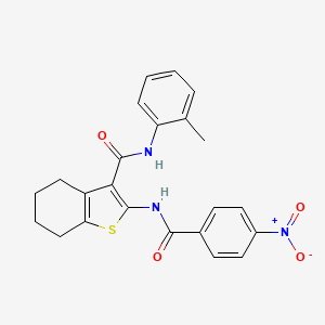 molecular formula C23H21N3O4S B3509641 N-(2-METHYLPHENYL)-2-(4-NITROBENZAMIDO)-4,5,6,7-TETRAHYDRO-1-BENZOTHIOPHENE-3-CARBOXAMIDE 