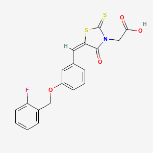 ((5E)-5-{3-[(2-fluorobenzyl)oxy]benzylidene}-4-oxo-2-thioxo-1,3-thiazolidin-3-yl)acetic acid