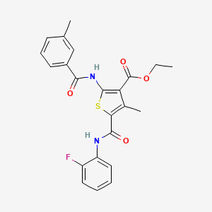 Ethyl 5-[(2-fluorophenyl)carbamoyl]-4-methyl-2-(3-methylbenzamido)thiophene-3-carboxylate