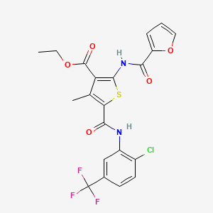 molecular formula C21H16ClF3N2O5S B3509731 Ethyl 5-{[2-chloro-5-(trifluoromethyl)phenyl]carbamoyl}-2-(furan-2-amido)-4-methylthiophene-3-carboxylate 