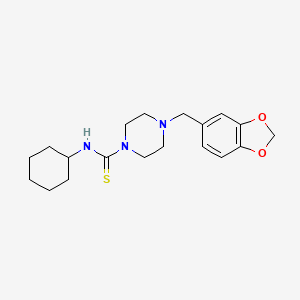 molecular formula C19H27N3O2S B3509765 4-(1,3-benzodioxol-5-ylmethyl)-N-cyclohexyl-1-piperazinecarbothioamide 