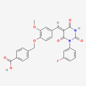 4-[(4-{[1-(3-fluorophenyl)-2,4,6-trioxotetrahydro-5(2H)-pyrimidinylidene]methyl}-2-methoxyphenoxy)methyl]benzoic acid