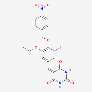 molecular formula C20H16IN3O7 B3509787 5-[[3-Ethoxy-5-iodo-4-[(4-nitrophenyl)methoxy]phenyl]methylidene]-1,3-diazinane-2,4,6-trione 