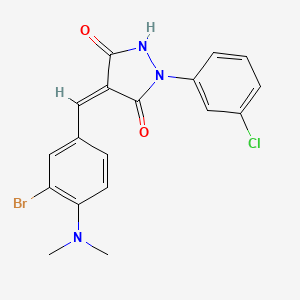 molecular formula C18H15BrClN3O2 B3509823 (4Z)-4-{[3-BROMO-4-(DIMETHYLAMINO)PHENYL]METHYLIDENE}-1-(3-CHLOROPHENYL)PYRAZOLIDINE-3,5-DIONE 