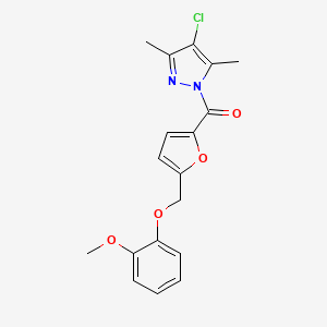 molecular formula C18H17ClN2O4 B3509906 4-chloro-1-{5-[(2-methoxyphenoxy)methyl]-2-furoyl}-3,5-dimethyl-1H-pyrazole 