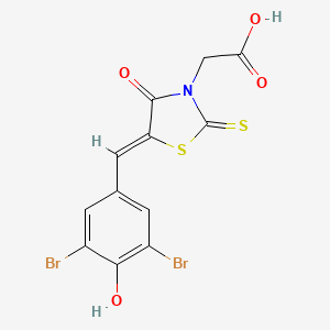 molecular formula C12H7Br2NO4S2 B3510005 2-[(5Z)-5-[(3,5-dibromo-4-hydroxyphenyl)methylidene]-4-oxo-2-sulfanylidene-1,3-thiazolidin-3-yl]acetic acid 