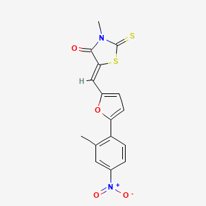 molecular formula C16H12N2O4S2 B3510013 (5Z)-3-Methyl-5-{[5-(2-methyl-4-nitrophenyl)furan-2-YL]methylidene}-2-sulfanylidene-1,3-thiazolidin-4-one 