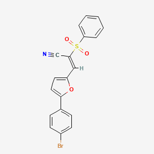 molecular formula C19H12BrNO3S B3510054 3-[5-(4-bromophenyl)-2-furyl]-2-(phenylsulfonyl)acrylonitrile 