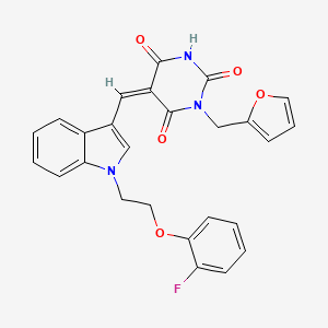 molecular formula C26H20FN3O5 B3510101 (5Z)-5-({1-[2-(2-Fluorophenoxy)ethyl]-1H-indol-3-YL}methylidene)-1-[(furan-2-YL)methyl]-1,3-diazinane-2,4,6-trione 