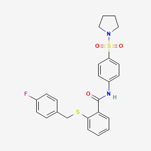 2-[(4-fluorophenyl)methylsulfanyl]-N-(4-pyrrolidin-1-ylsulfonylphenyl)benzamide