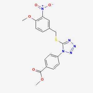 molecular formula C17H15N5O5S B3510139 methyl 4-{5-[(4-methoxy-3-nitrobenzyl)thio]-1H-tetrazol-1-yl}benzoate 