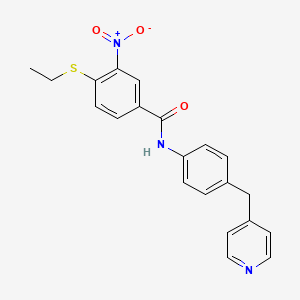 molecular formula C21H19N3O3S B3510171 4-ethylsulfanyl-3-nitro-N-[4-(pyridin-4-ylmethyl)phenyl]benzamide 