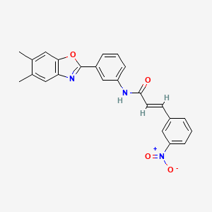 molecular formula C24H19N3O4 B3510285 N-[3-(5,6-dimethyl-1,3-benzoxazol-2-yl)phenyl]-3-(3-nitrophenyl)acrylamide 