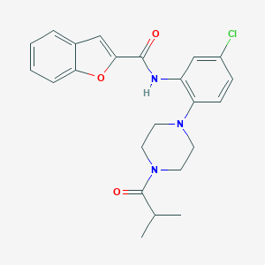 molecular formula C23H24ClN3O3 B351035 N-{5-chloro-2-[4-(2-methylpropanoyl)piperazin-1-yl]phenyl}-1-benzofuran-2-carboxamide CAS No. 895344-89-5